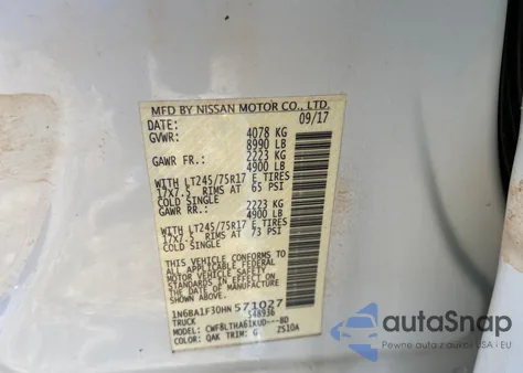 2017 Nissan Titan Xd S из США, поврежденный, VIN 1N6BA1F30HN571027